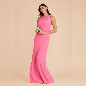 Elegant Pink Cowl Neck Dress